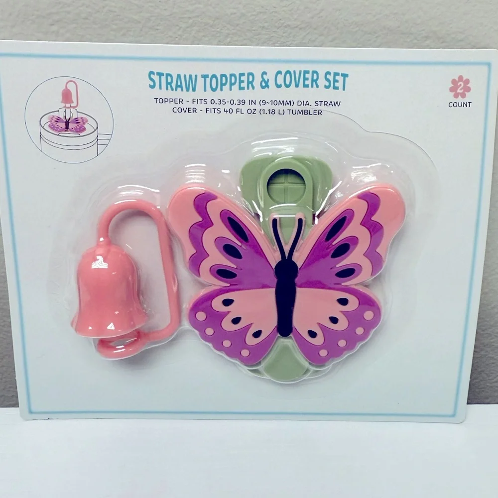 3 for $15 SALE Target Bullseye Playground Straw Topper & Cover Set- Butterfly